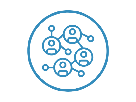 Light Blue Icon of Network of People