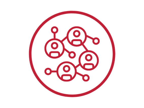 Red Icon of Network of People