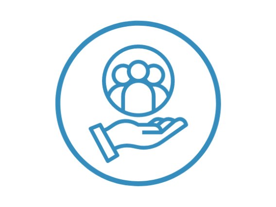 Light Blue Icon of Hand Supporting Group of People