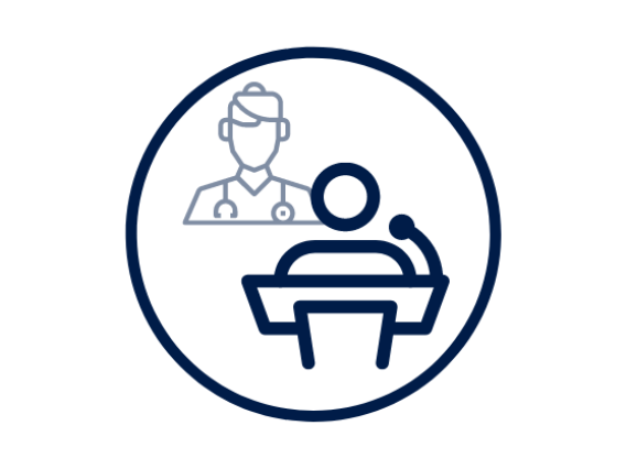 Icon of Facilitator in Foreground and Nursing Individual in Background