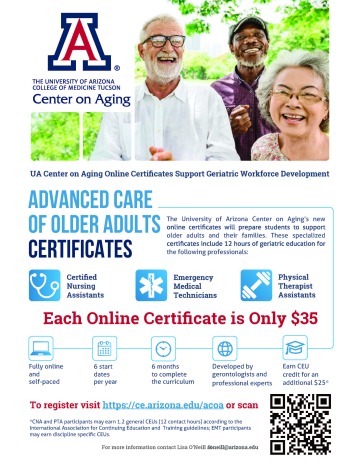 Flyer for Advanced Care of Older Adults Certificates